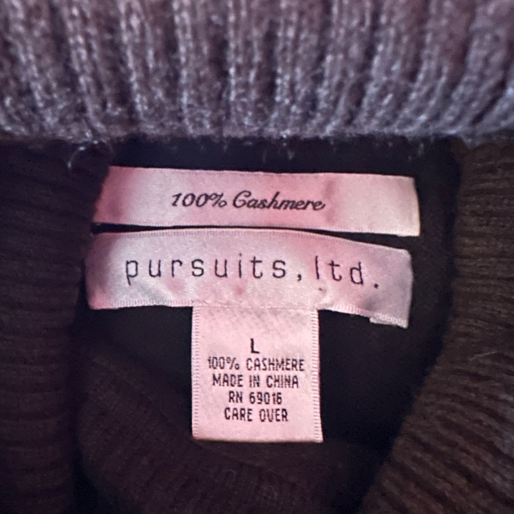 🐻EUC Chocolate Brown 100% Cashmere Turtleneck Sweater, Size Large - Picture 6 of 6